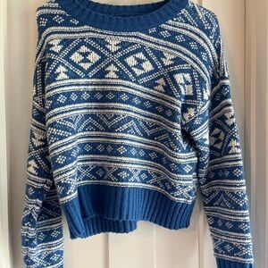 Blue and White Patterned Women's Sweater